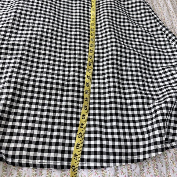 By Anthropologie One Shoulder Gingham Midi Dress Black White Cottagecore M - Picture 12 of 12